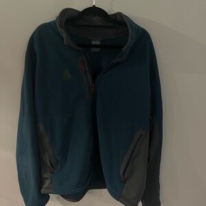 Eddie Bauer Blue Gray Performance Jacket Fleece Stand-Up Collar